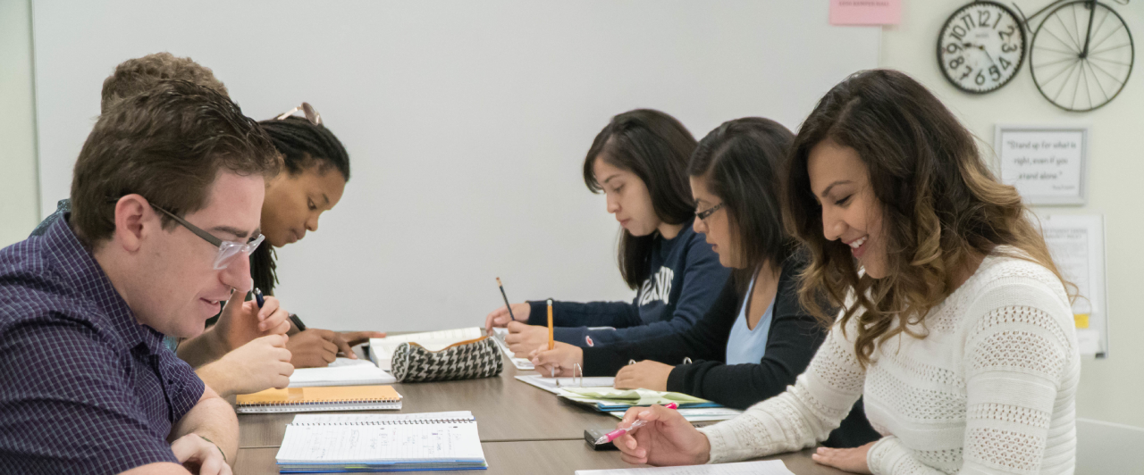 Students studying at the LEADR Student Center