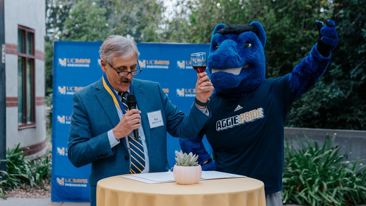 Dean Corsi and Gunrock UC Davis Mascot